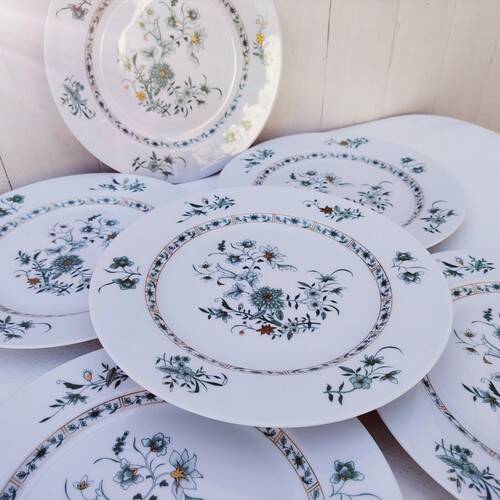 6 flat plates, Limoges porcelain, Bernardaud, Beijing No. 1