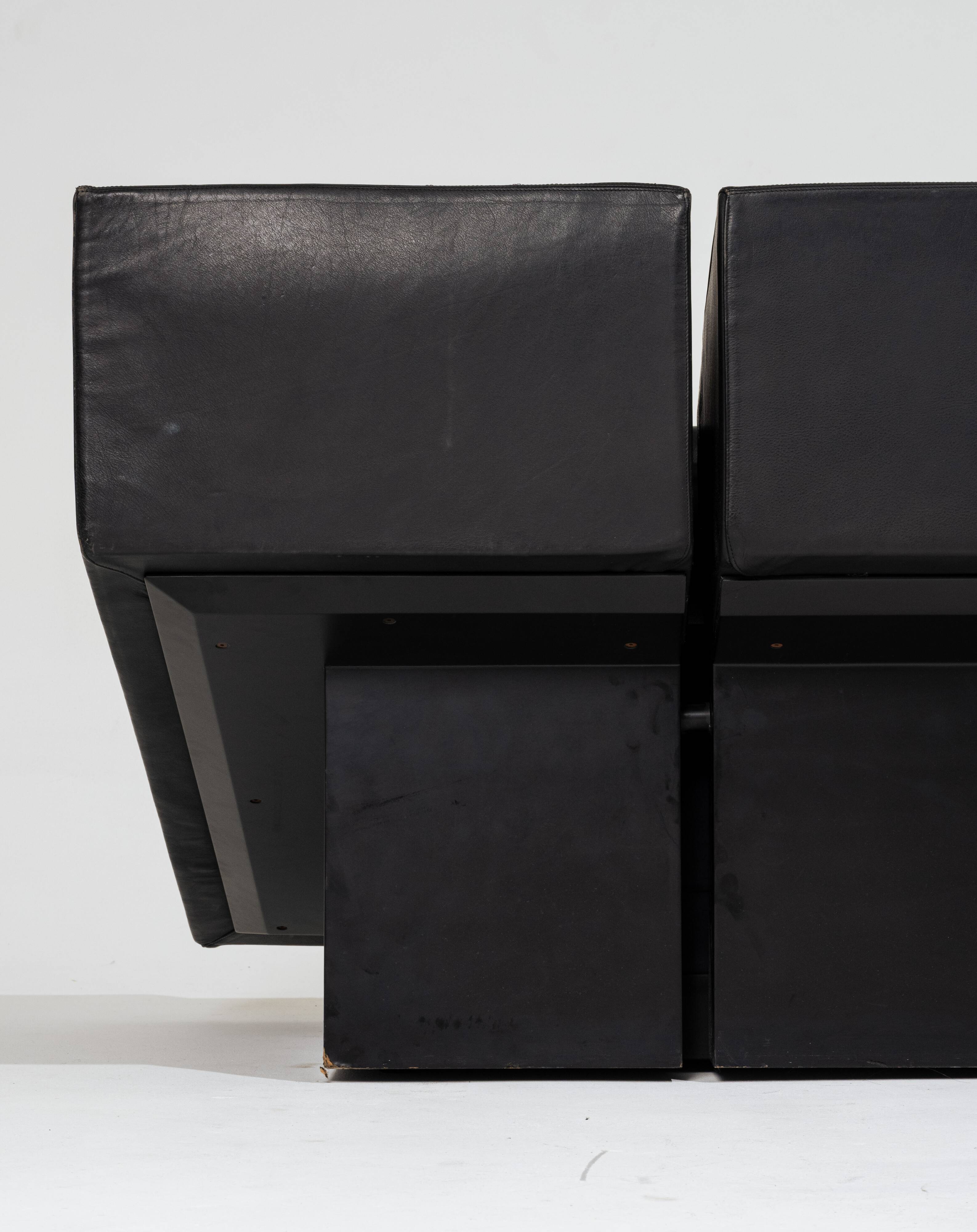 Obliqua two-seater leather sofa, Mario Botta, 1980s