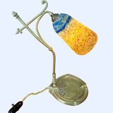 Lampe, pied col de cygne bronze monogrammé hl verrerie daum ‡ nancy 1904-14