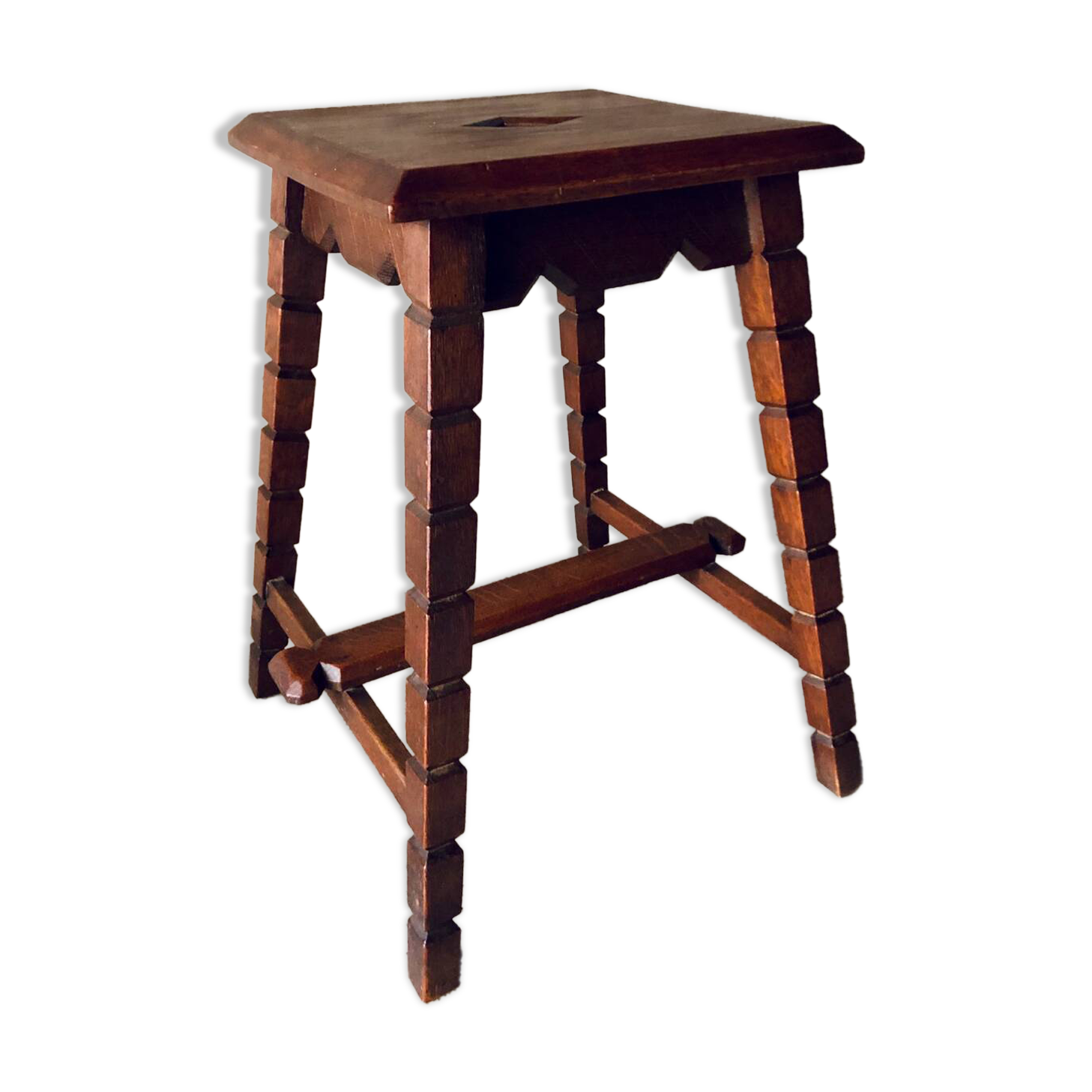 Mid-Century XX Oak Stool or Side Table