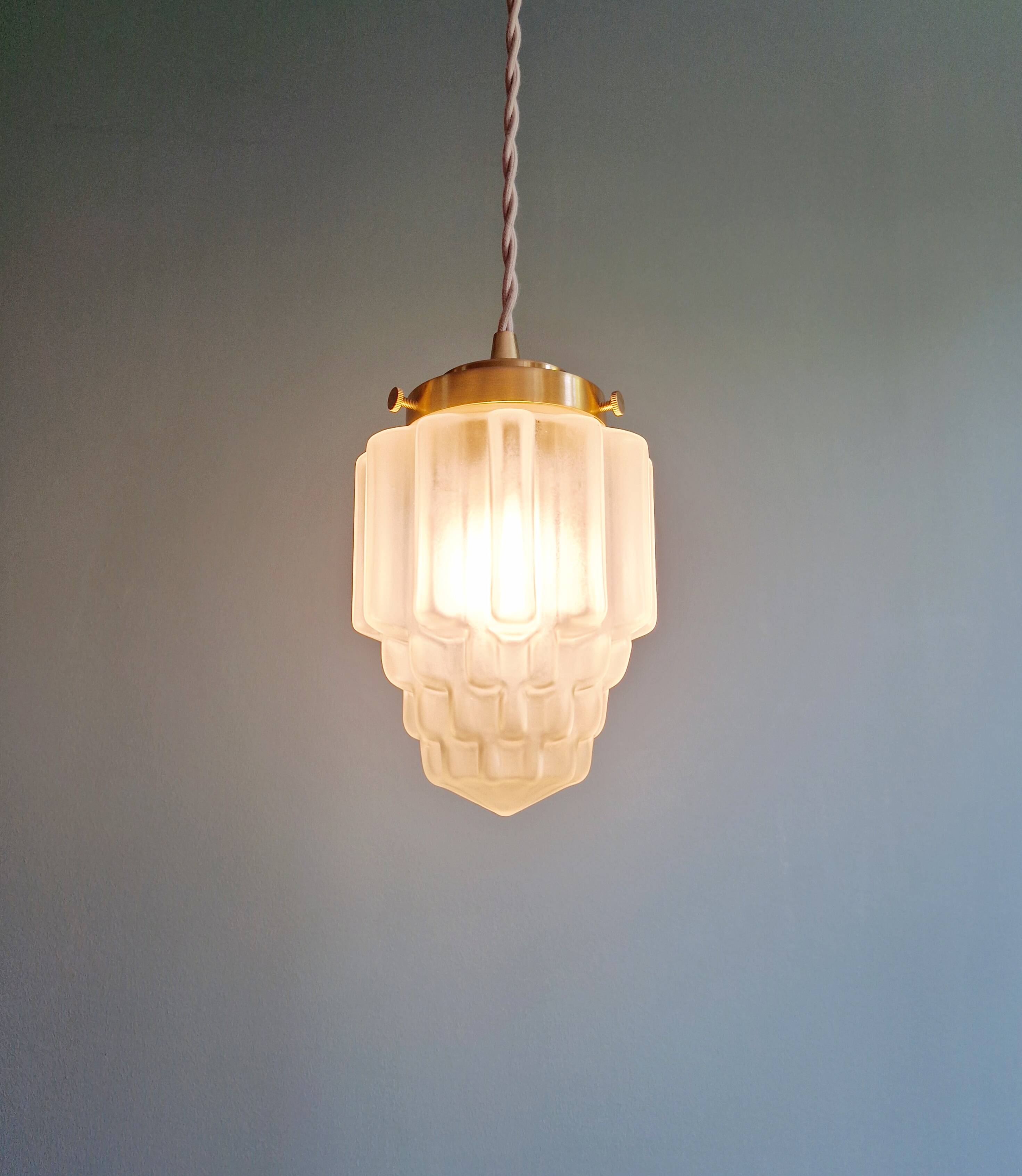 Art Deco satin glass pendant light, Skyscraper type (6 available)