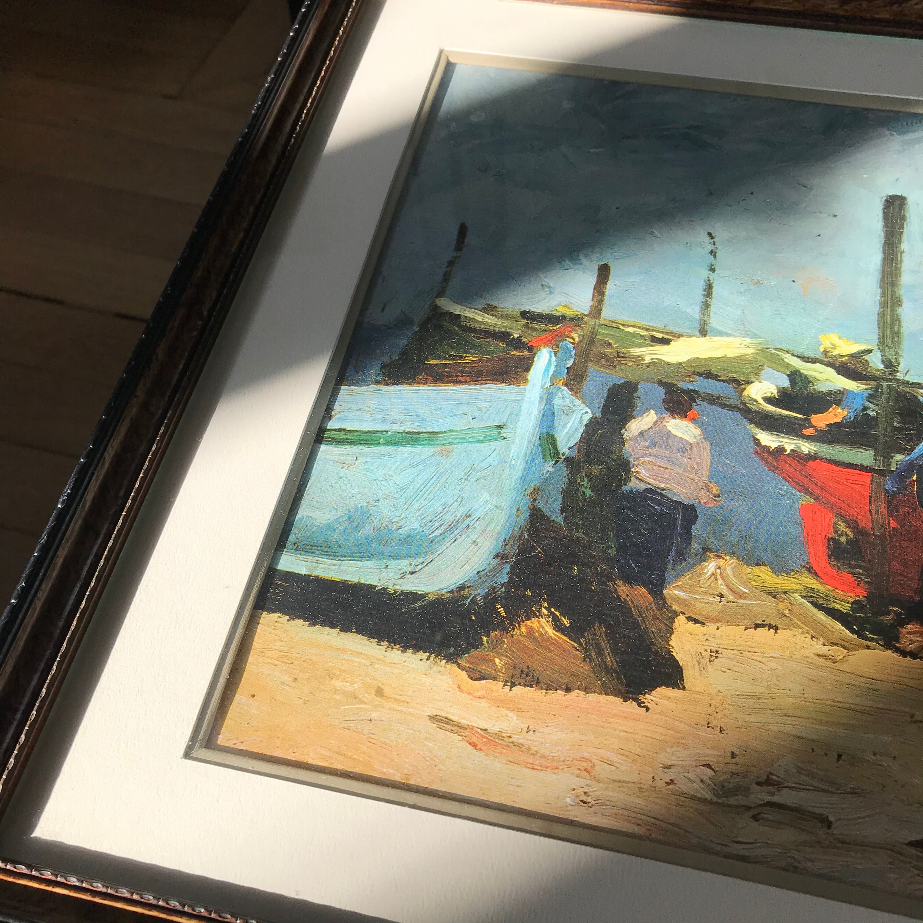 Tableau bateaux et pêcheurs