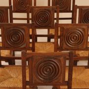 Solid oak chairs, France, 1950s