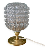 Vintage globe table lamp in molded and chiseled glass