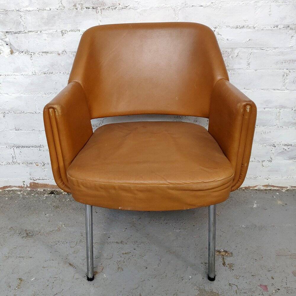 Deauville Leather Armchairs by Marc and Pierre Simon for Airborne, 1960s