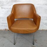 Deauville Leather Armchairs by Marc and Pierre Simon for Airborne, 1960s