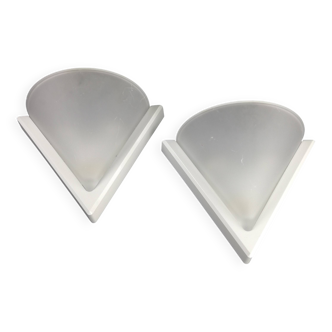 Space age wall lights in ABS plastic and frosted glass, set of 2