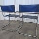 Set of 2 Vintage Mart Stam Style S34 Chair: Blue Leather, Bauhaus Design