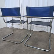 Set of 2 Vintage Mart Stam Style S34 Chair: Blue Leather, Bauhaus Design