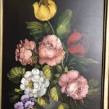 Oil on canvas painting of flowers