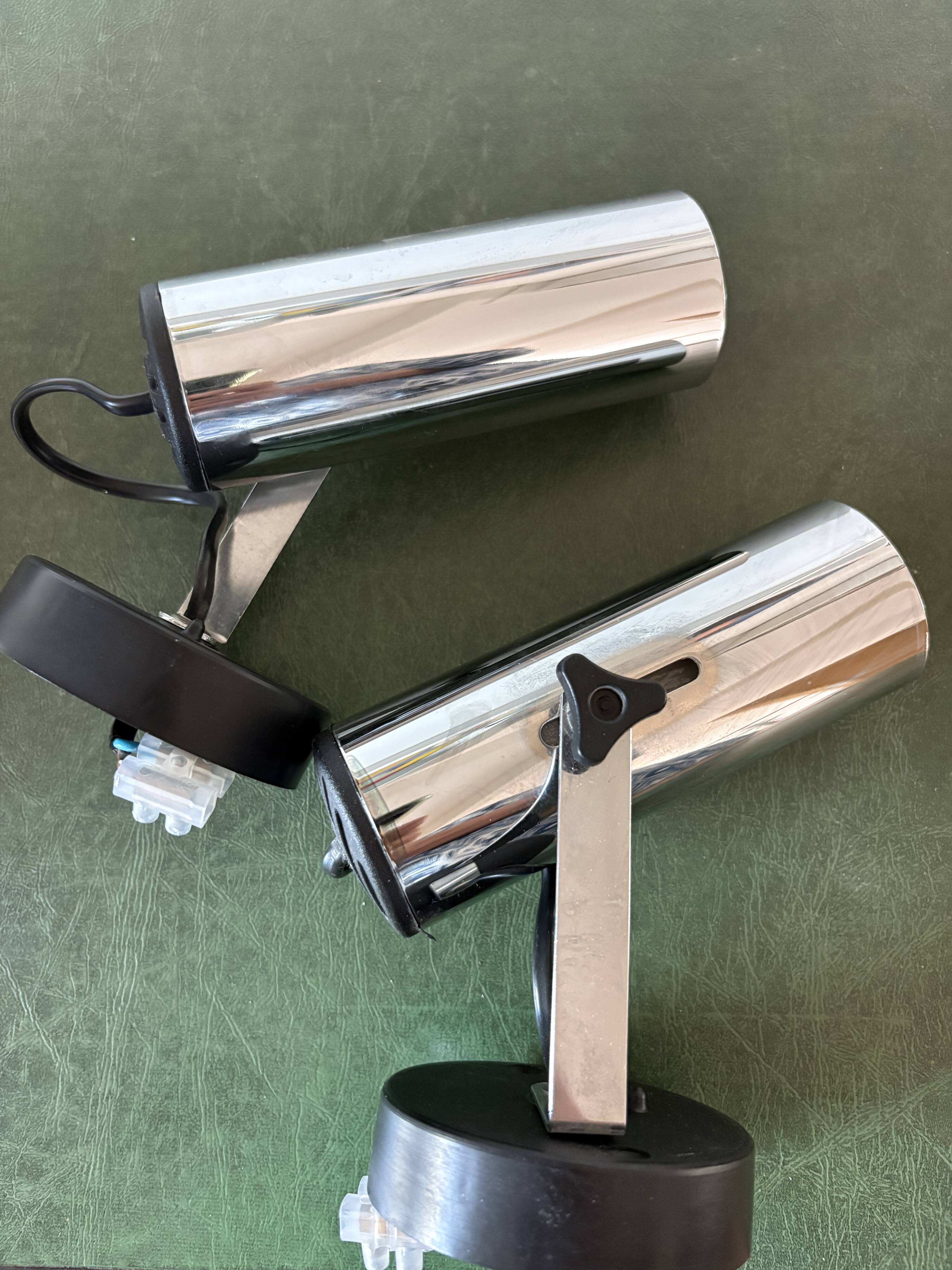 pair of 1970 vintage tube stainless steel or chrome or aluminium