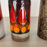 Set of 4 vintage pottery fat lava vases made by Scheurich, Germany, 1970s