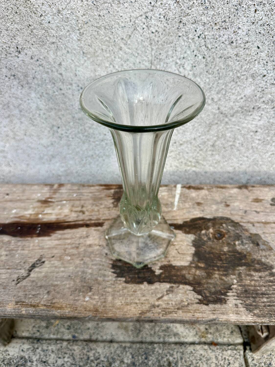 Antique tulip vase in moulded glass