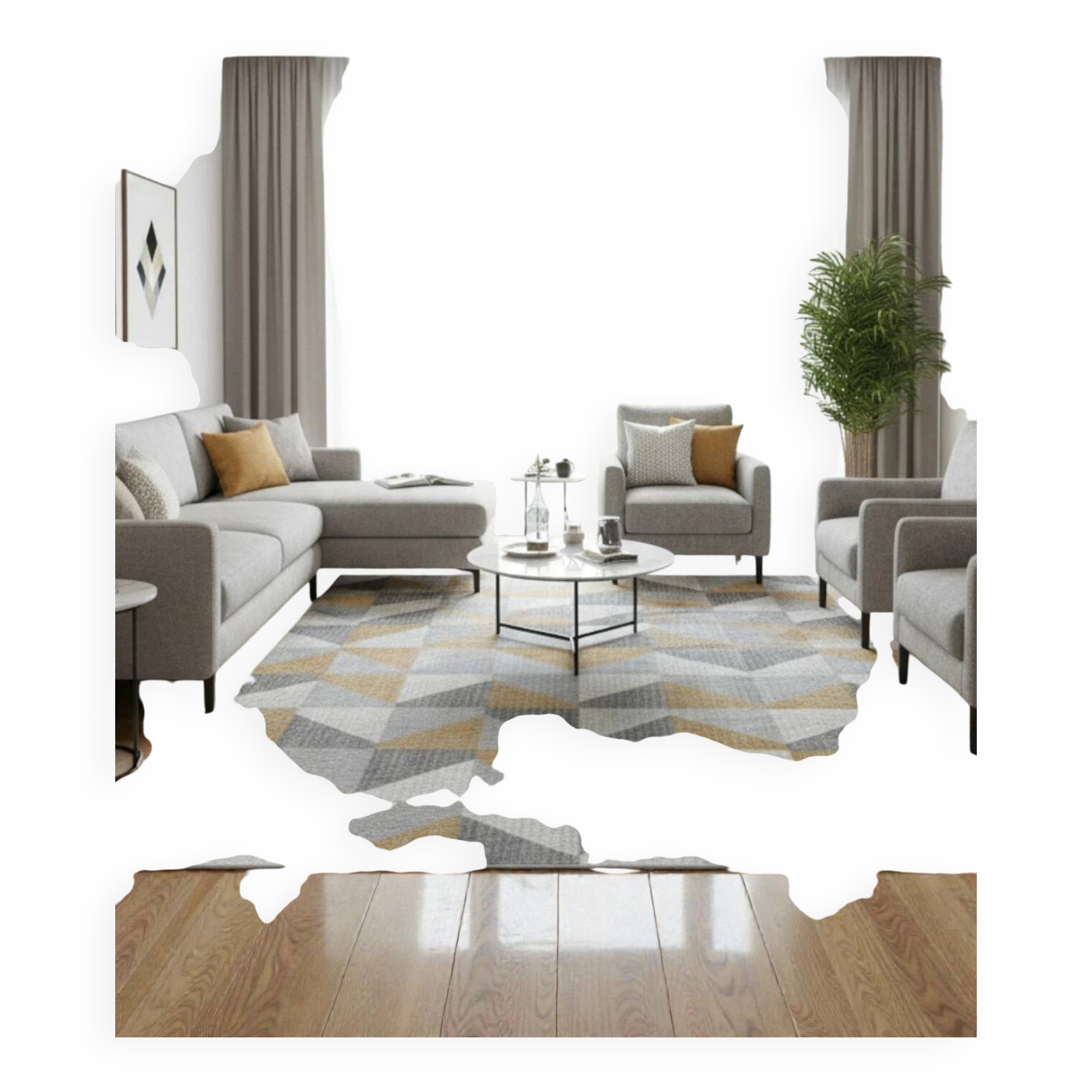 Elegant tricolor rug with geometric pattern