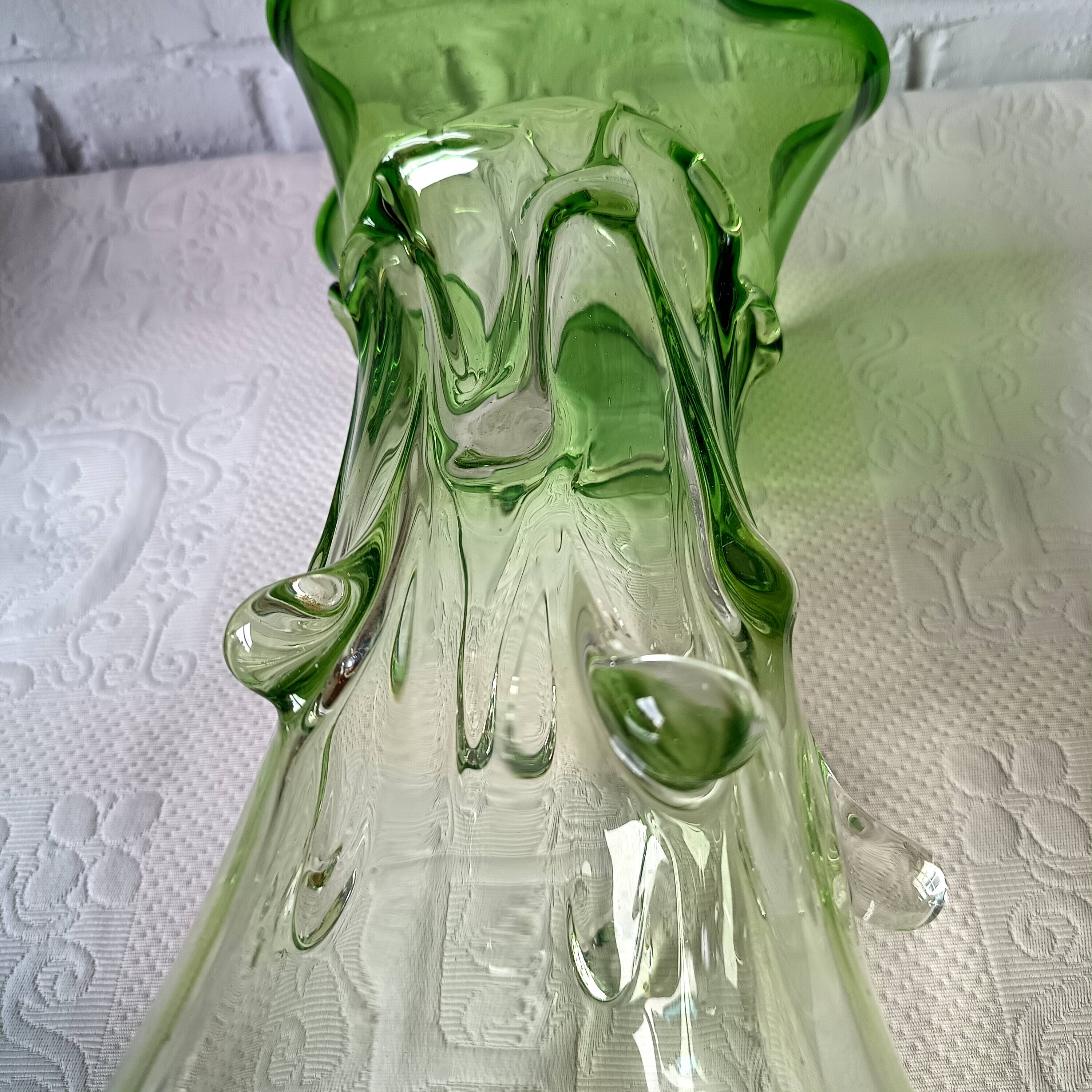 Grand vase verre vert vintage