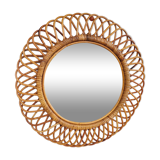 Rare vintage rattan mirror circa 1950 64cm
