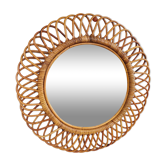 Rare vintage rattan mirror circa 1950 64cm