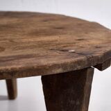 Table basse ronde ancienne en bois massif (c.1920)