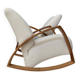 Pair of large rocking chairs reupholstered in White Boucle