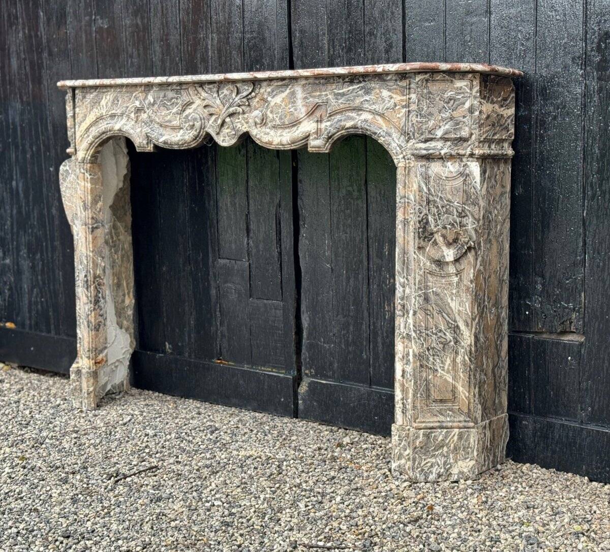 Regency fireplace in grey Ardennes marble, 18th century