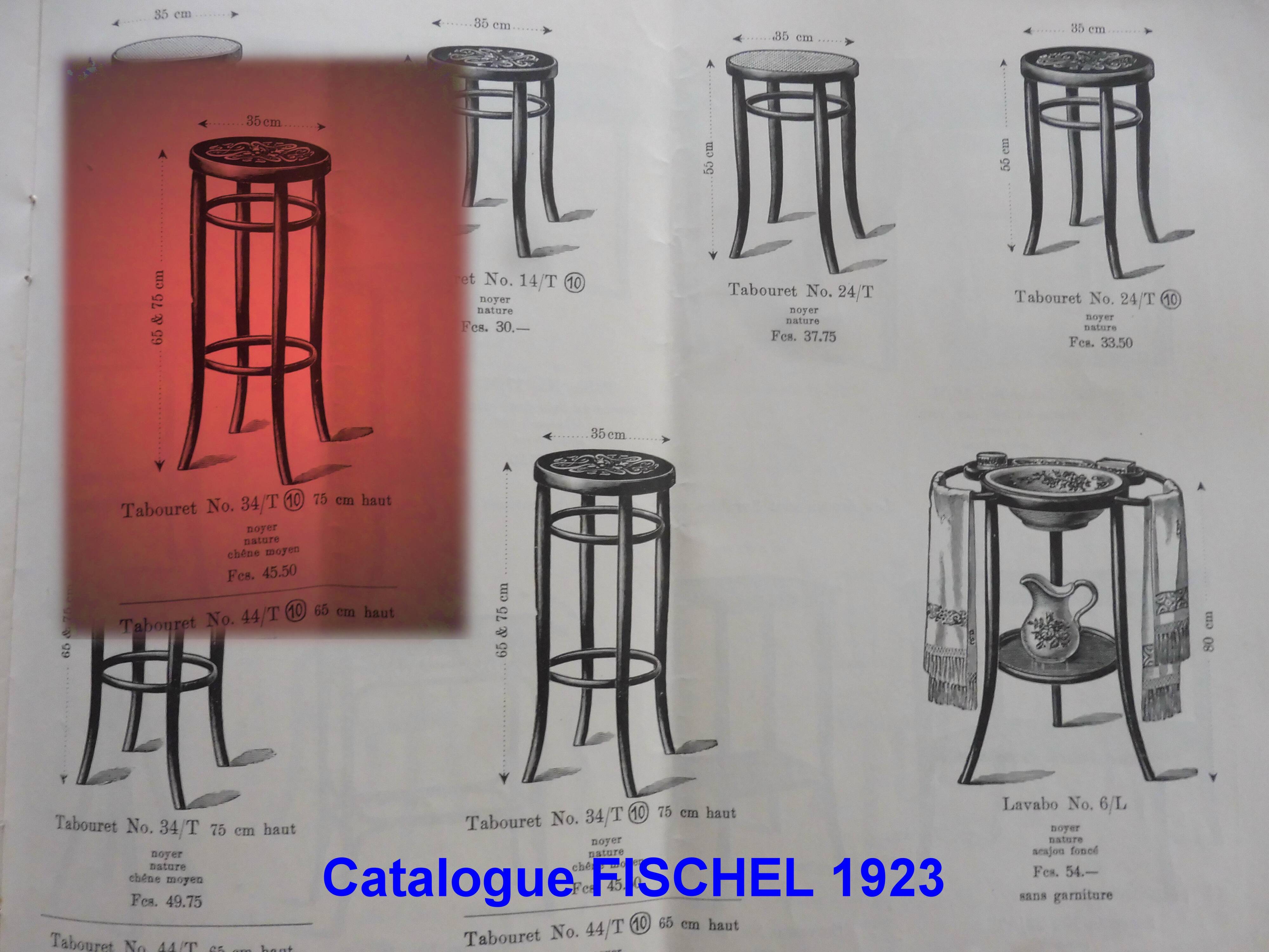 Fischel Stool No. 34 T from 1925, wooden seat - Bistro - not Thonet