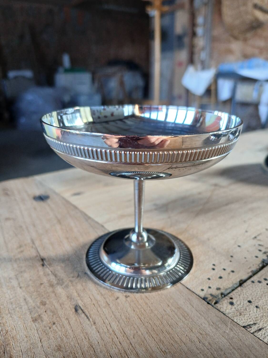 9 antique stainless steel ice cream cups