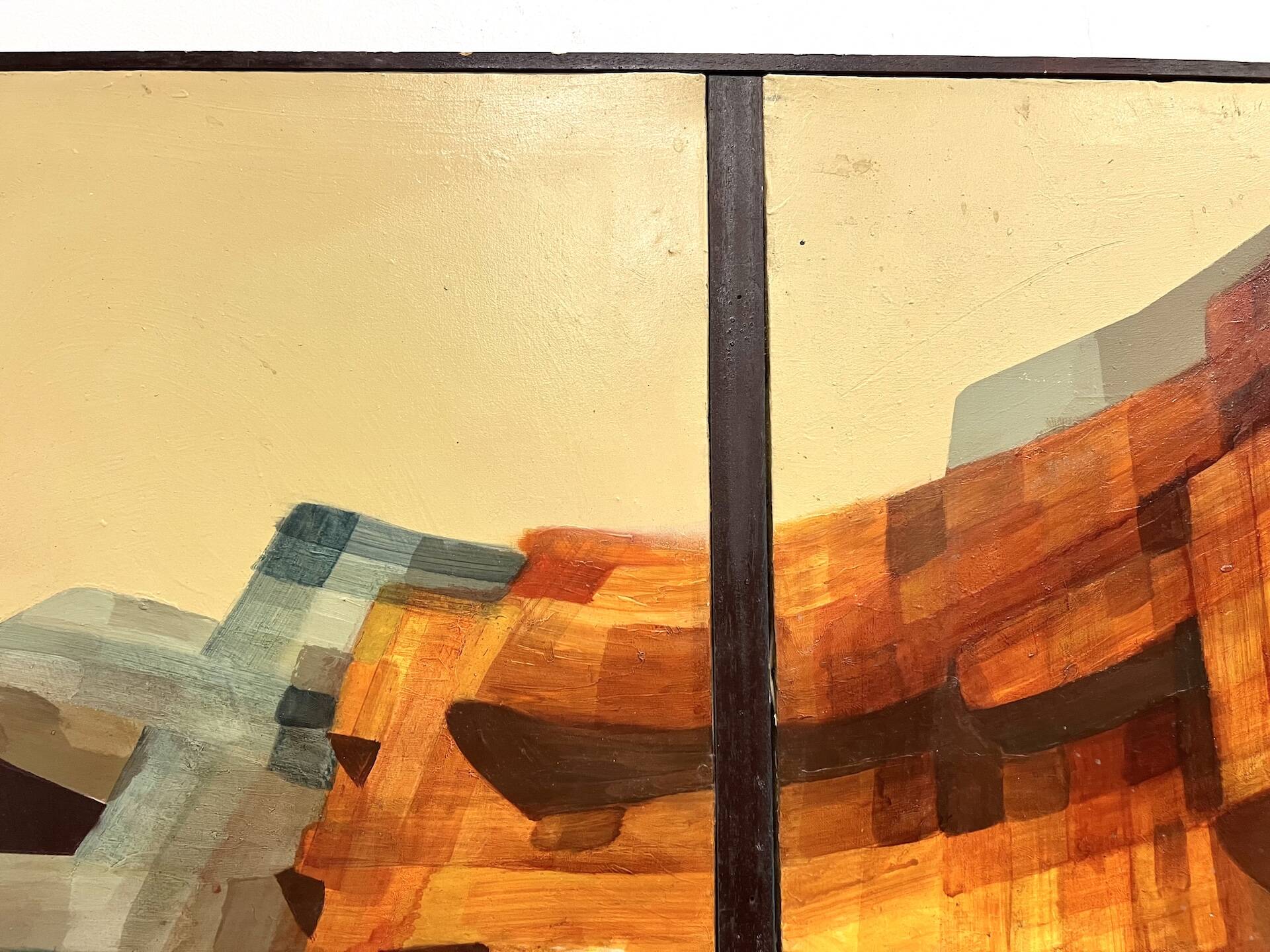 Modernist diptych, oil on canvas