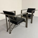 Salon brutaliste fauteuils simili métal design Karl Friedrich Forster