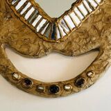 Large papier-mâché mirror, inlays and mirror marquetry.