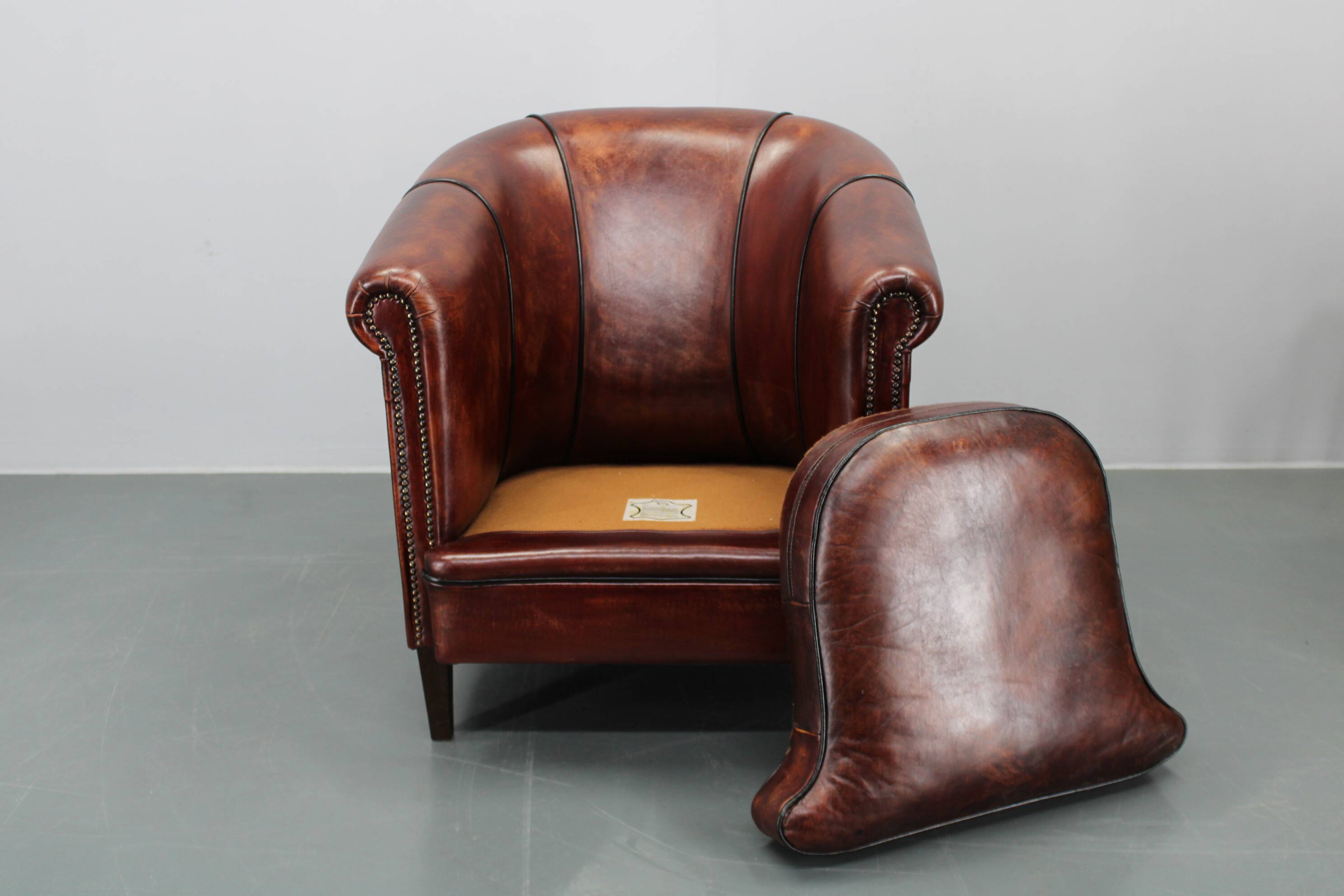 Fauteuil en cuir vintage, Tchécoslovaquie