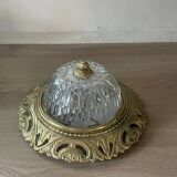 Vintage brass and chiseled glass ceiling light