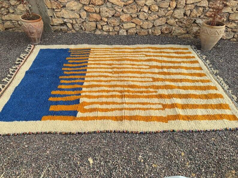 Large traditional handmade Berber rug custom size 3/4 m