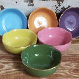 Six vintage multicolored ceramic bowls-cups
