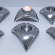 six bougeoirs tripodes aluminium design 90