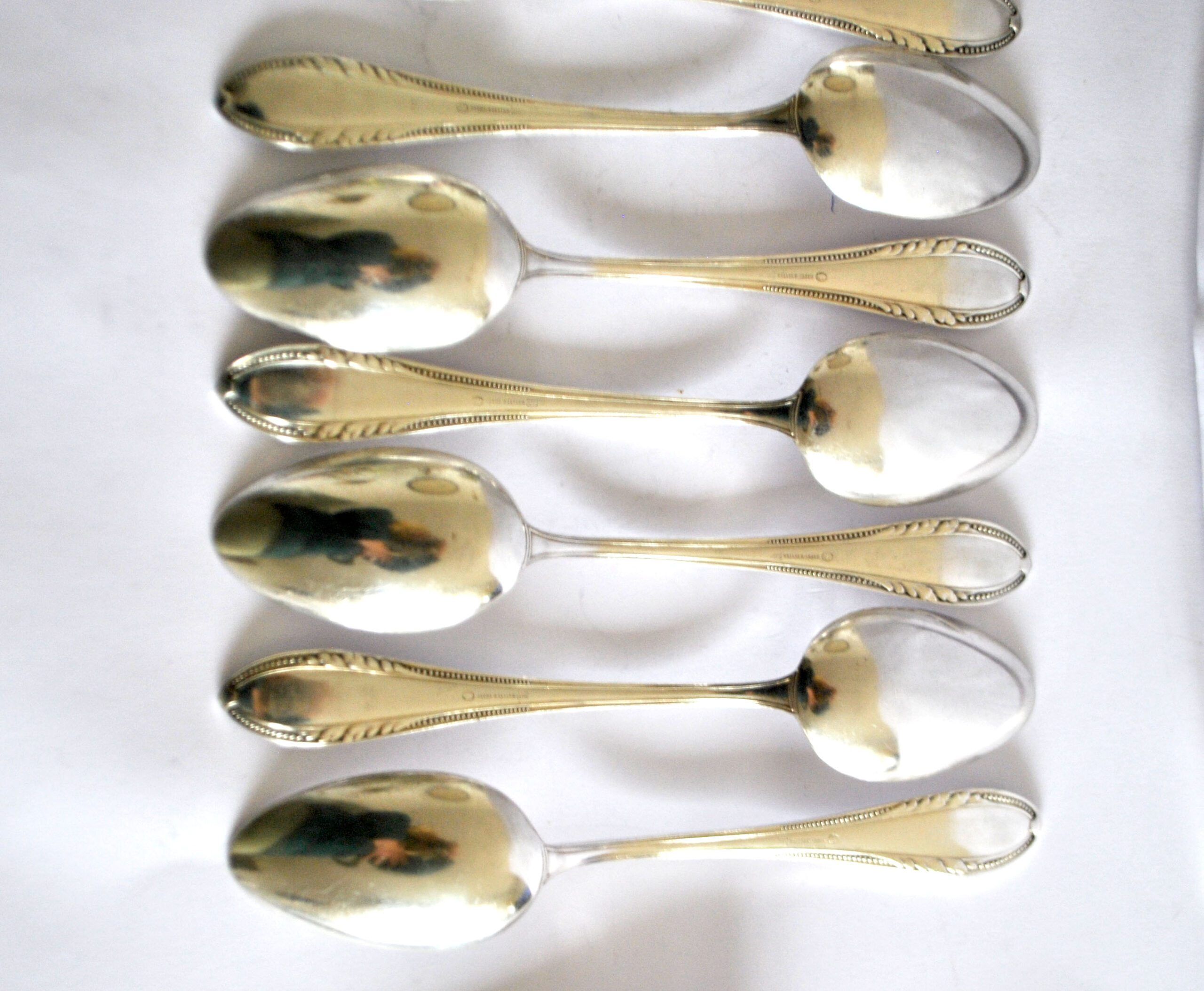 Table cover pearl 6 forks + 6 silver-plated metal spoons German Wellner Silber 21cm