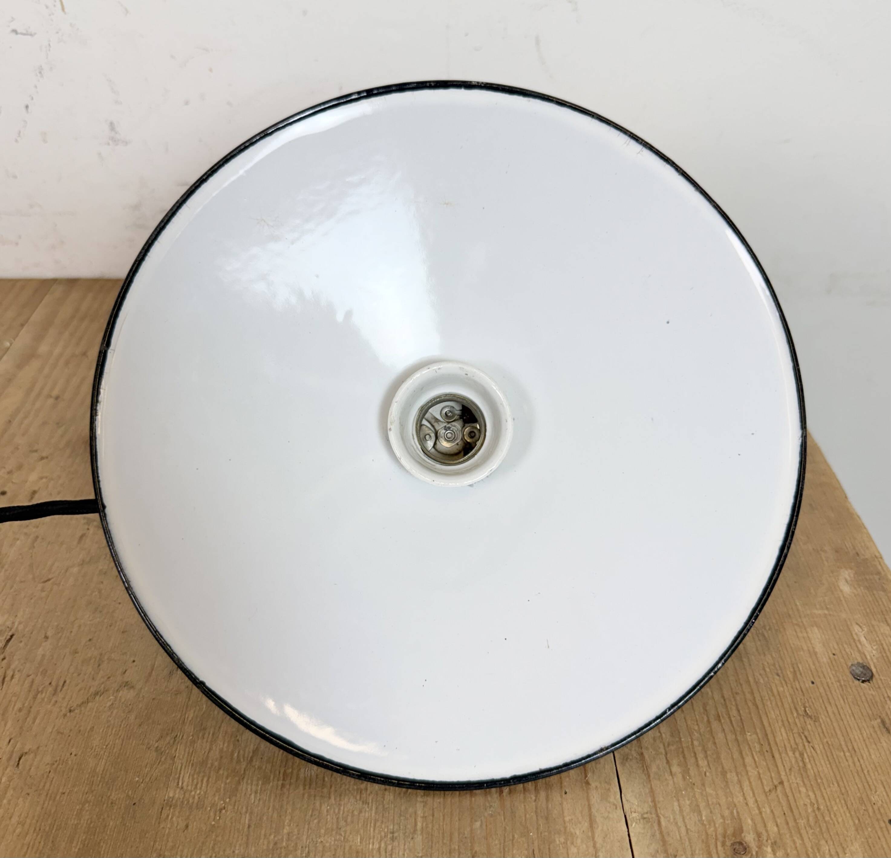 Industrial Blue Enamel Ceiling Light, 1950s