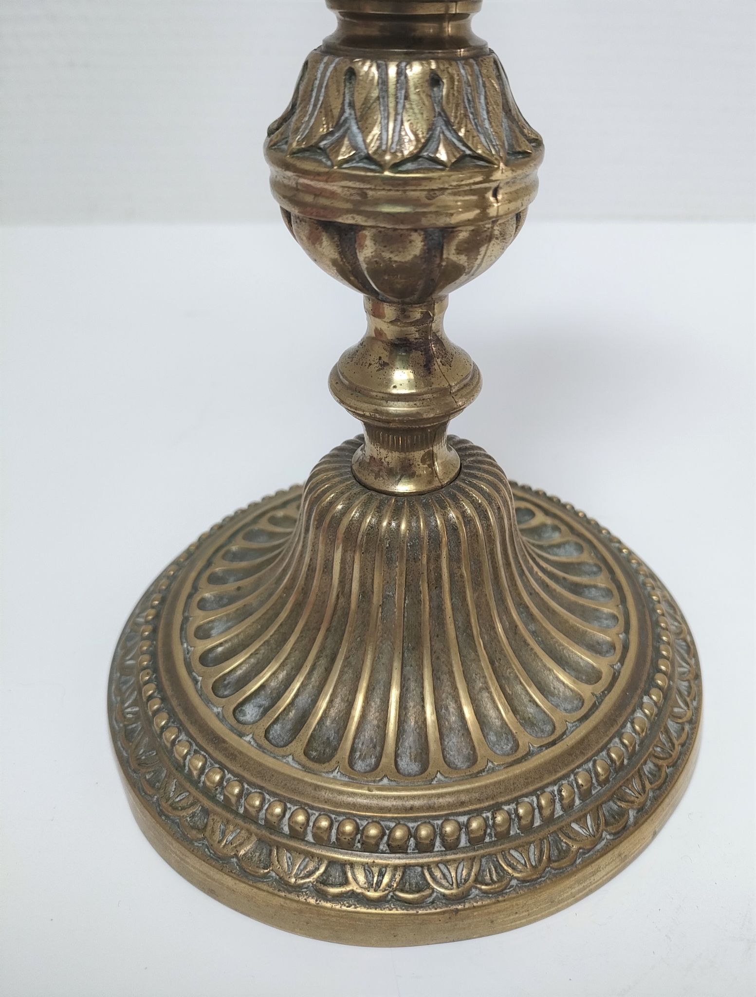 Pair of candle holders torches gilded bronze patinated style louis xvi period 19th century
