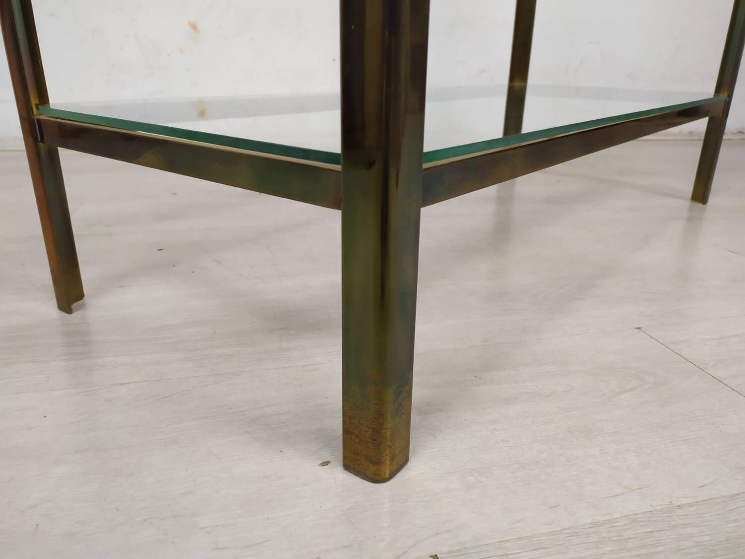 Brass glass console