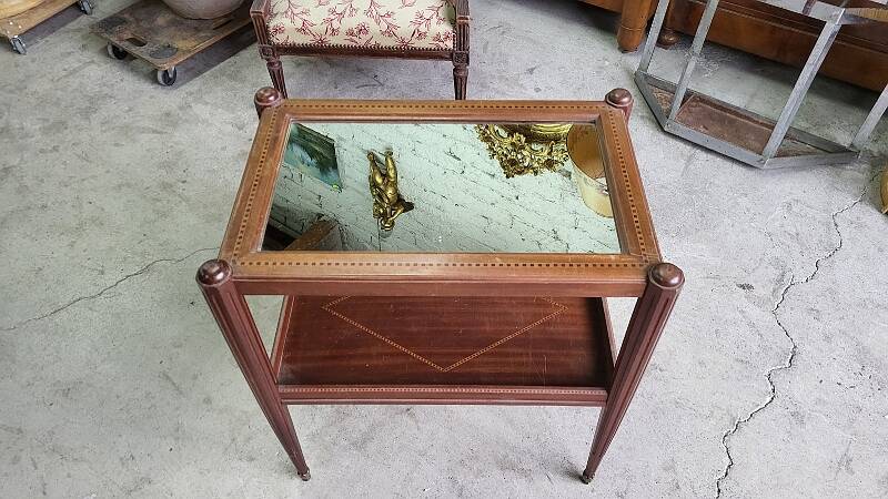 Table d'appoint ou desserte a miroir art deco en marqueterie