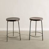 Pair of Mid Century Wooden High Bar Stools by Pierre Jeanneret, 1950s