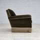 Fauteuil danois des années 1970, velours vert d'origine.