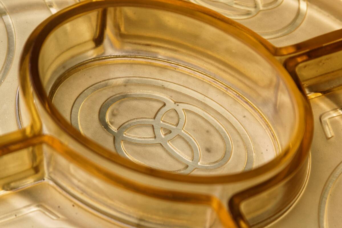 Art deco hors d'oeuvres server, silver metal, mahogany, glass