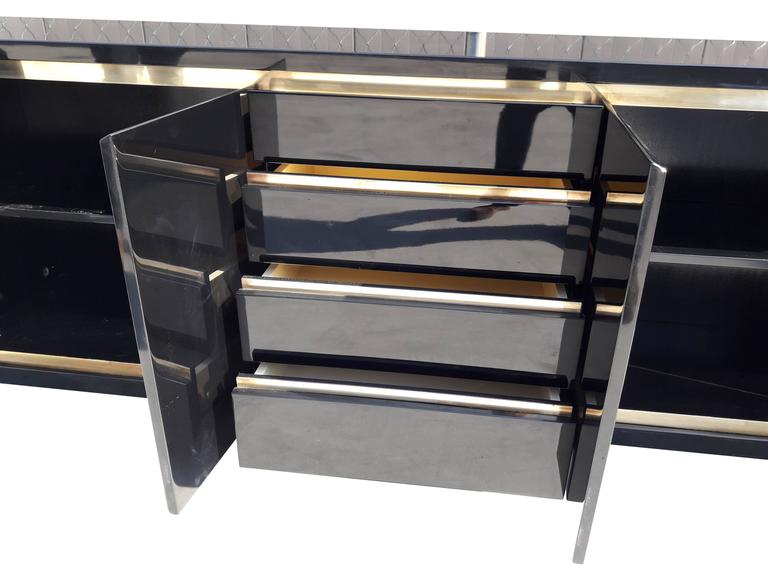 Wide row black lacquer and brass