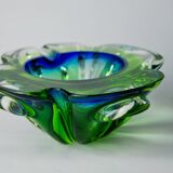 Sommerso green and blue pocket emptier by Flavio Poli for Seguso, Murano glass, Italy, 1970