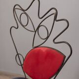 Chaise sculpture vintage années 70 en fer et tissu design italien