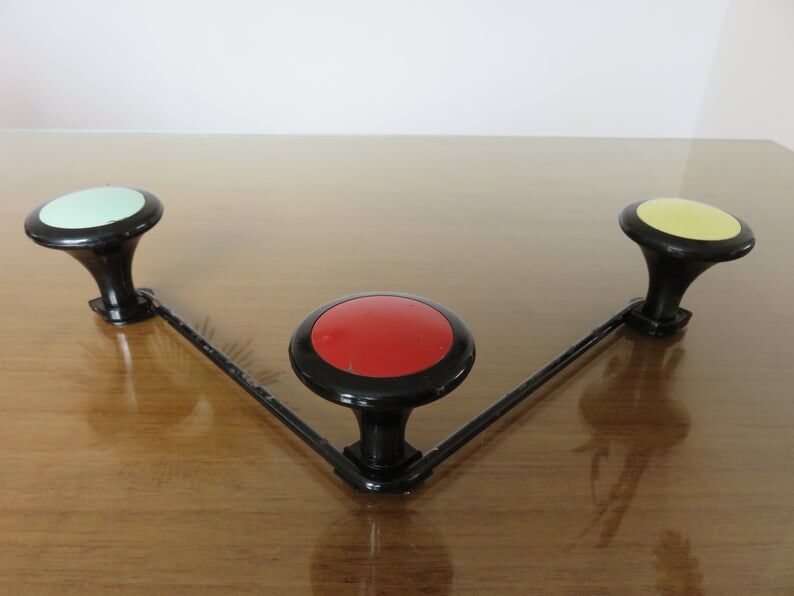 Coat rack in bakelite 3 patères color 60s