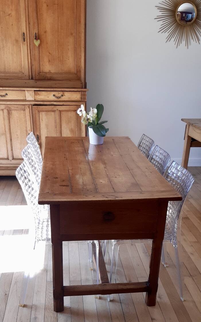 Table de ferme ancienne en bois de hêtre XIXème
