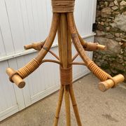Vintage 1970s rattan coat rack