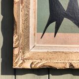 Abstract painting on wood panel