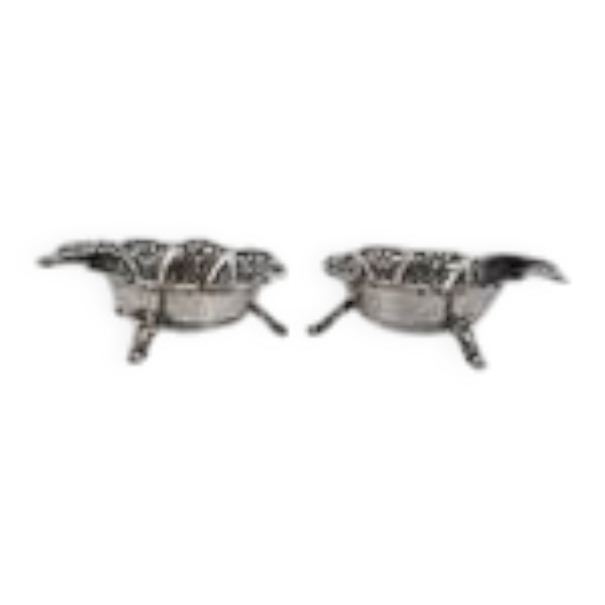 2 solid silver ashtrays, Brazil, 2 pieces of 1000 Reis 1859 + 1860.